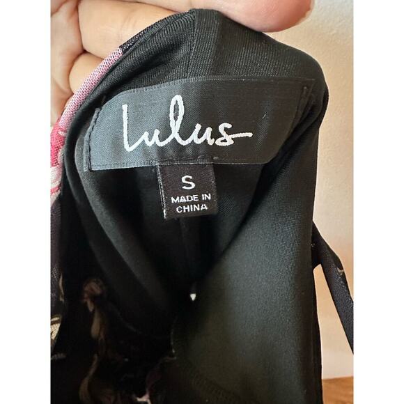 NWT Lulus Keep Blooming Black Floral Cutout Knotted Tie Mesh Bodysuit Size S - Picture 7 of 8